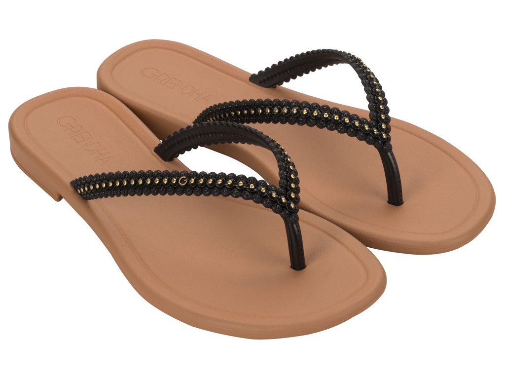 19158_BN189 / GRENDENE / NEGRO ORO / CAJA DE 6 PARES