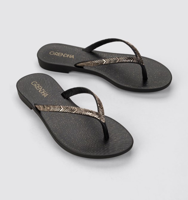 19086_BI533 / GRENDENE / NEGRO GLITTER / CAJA DE 6 PARES