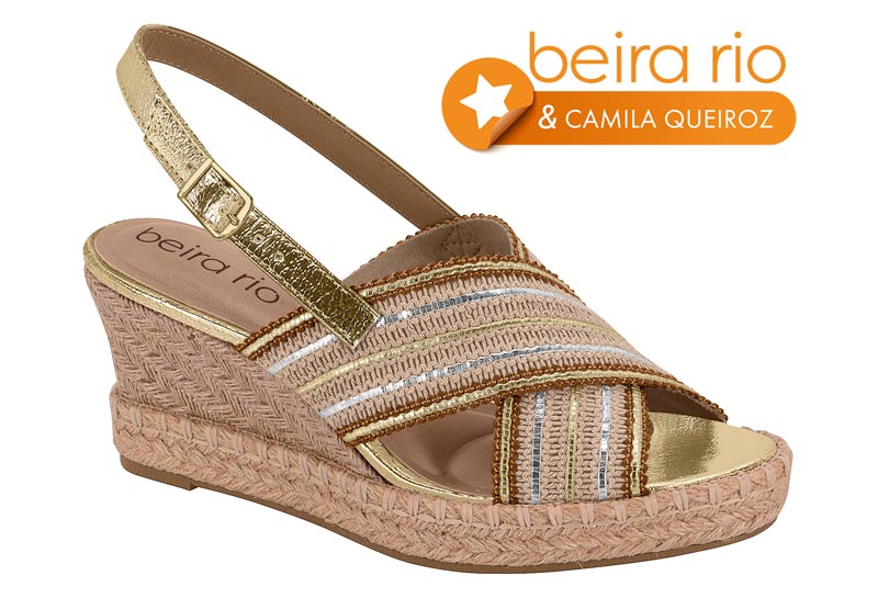 BEIRA RIO / CAMEL 1165-NATURAL-DOURADO-PRATA/DOURADO / CAJA DE 12 PARES
