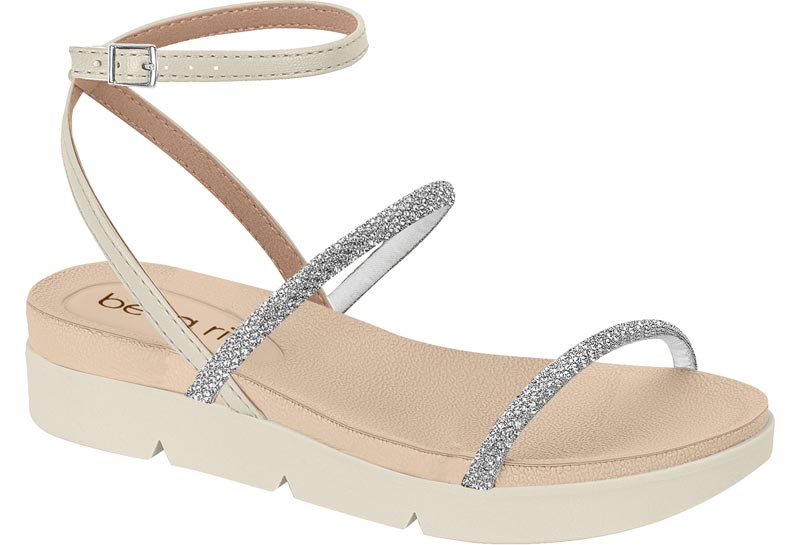 BEIRA RIO / CRISTAL-PLATA/BLANCO OFF 526 / CAJA DE 12 PARES