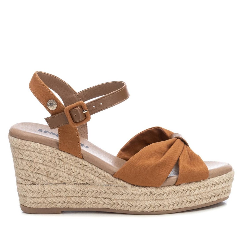 REFRESH / sandalia sra textil combinado camel / CAJA DE 8 PARES