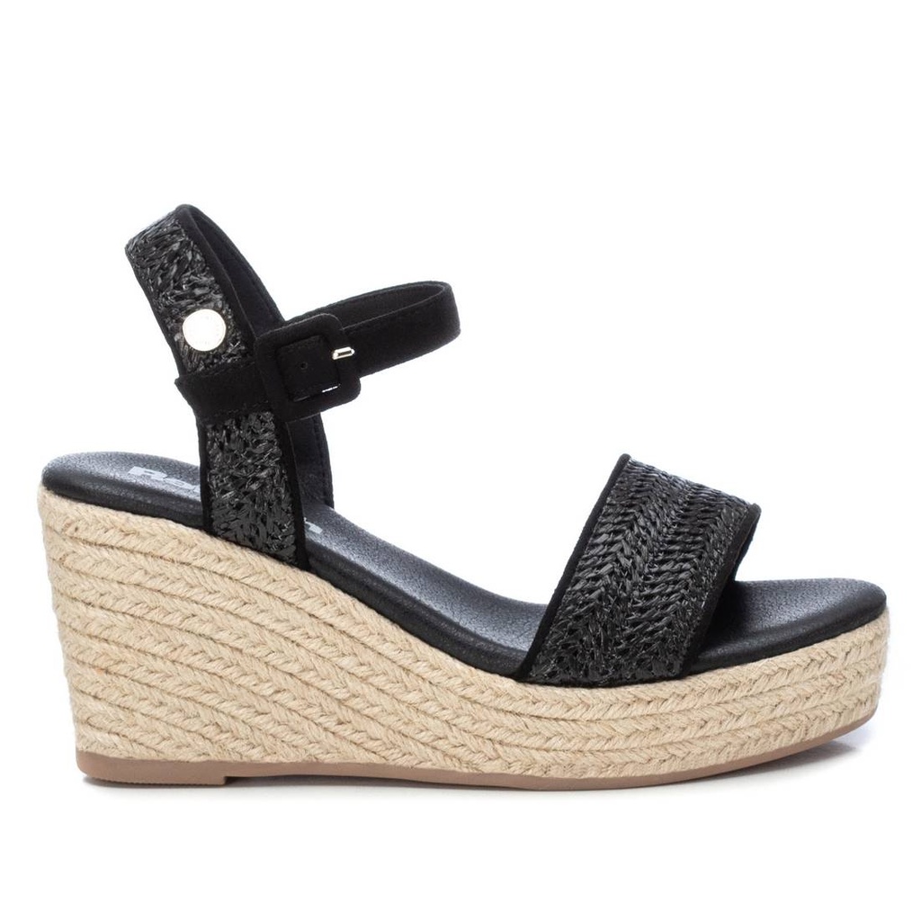REFRESH / sandalia sra textil negro / CAJA DE 8 PARES