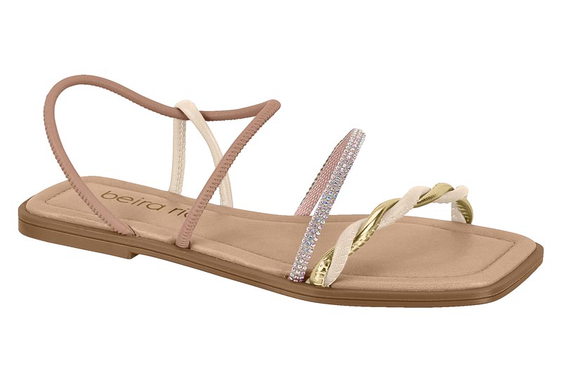 BEIRA RIO / NUDE 658/ROSADO - AURORA BOREAL/DORADO/CREMA 985 / CAJA DE 8 PARES