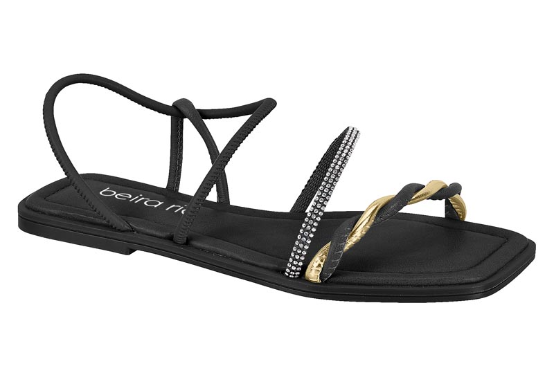 BEIRA RIO / PRETO 01/PRETO-CRISTAL/DOURADO / CAJA DE 8 PARES