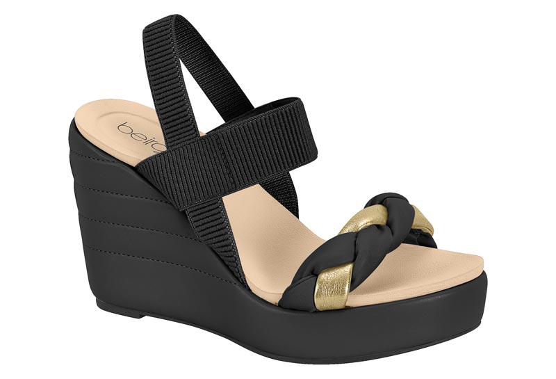 BEIRA RIO / NEGRO-NEGRO-DORADO-NEGRO / CAJA DE 4 PARES