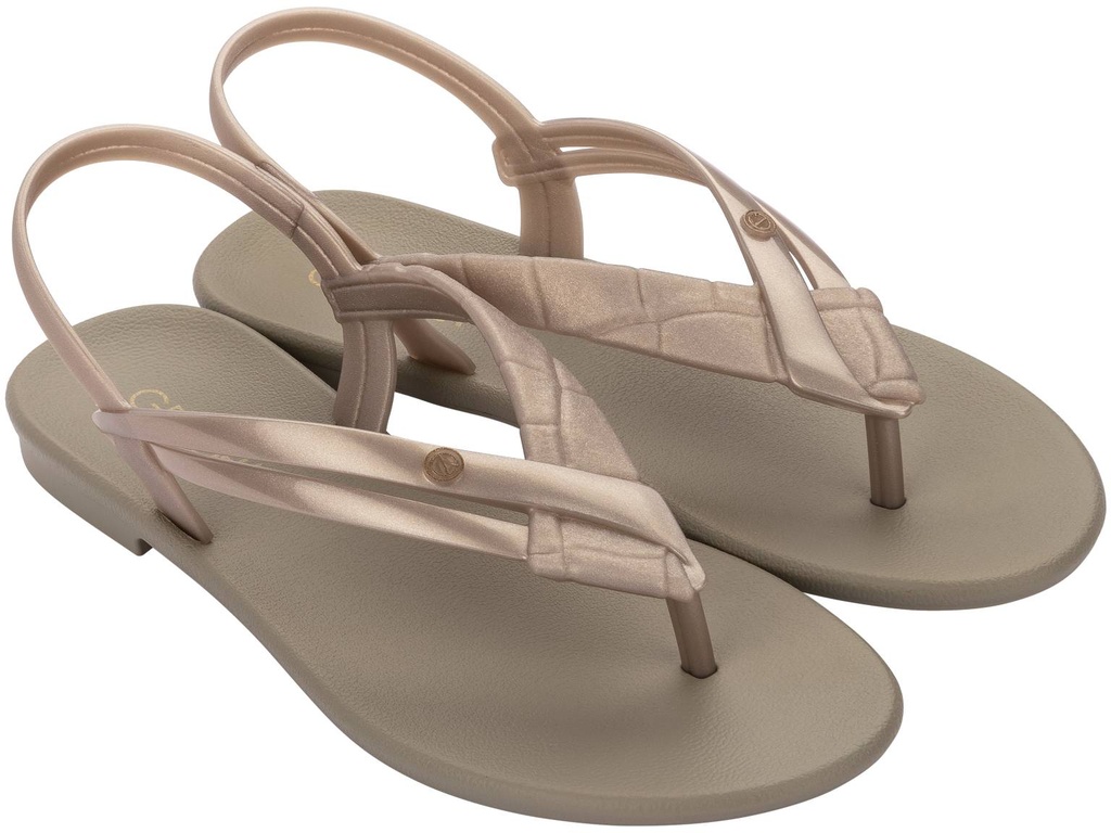 GRENDENE /  BEIGE CLARO METALIZADO / CAJA DE 6 PARES