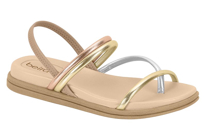 BEIRA RIO / BEIGE/ORO ROSADO/DORADO/PLATA / CAJA DE 12 PARES