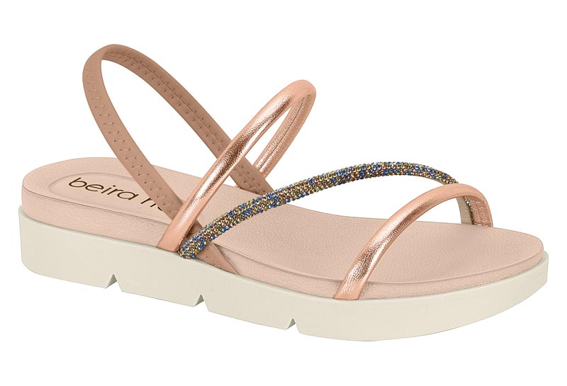 BEIRA RIO / DESNUDO 658/ORO ROSA/AZUL-VERDE-ORO ROSA / CAJA DE 8 PARES