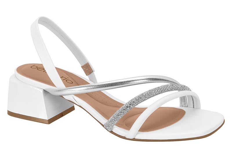 BEIRA RIO / PRATA/CRISTAL-SILVER/BRANCO 99 / CAJA DE 8 PARES