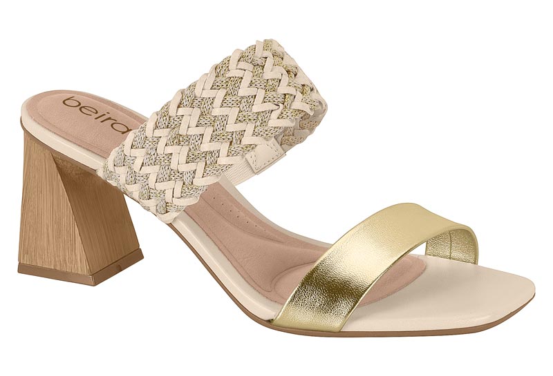 BEIRA RIO / CREMA 985/ DORADO / CAJA DE 8 PARES