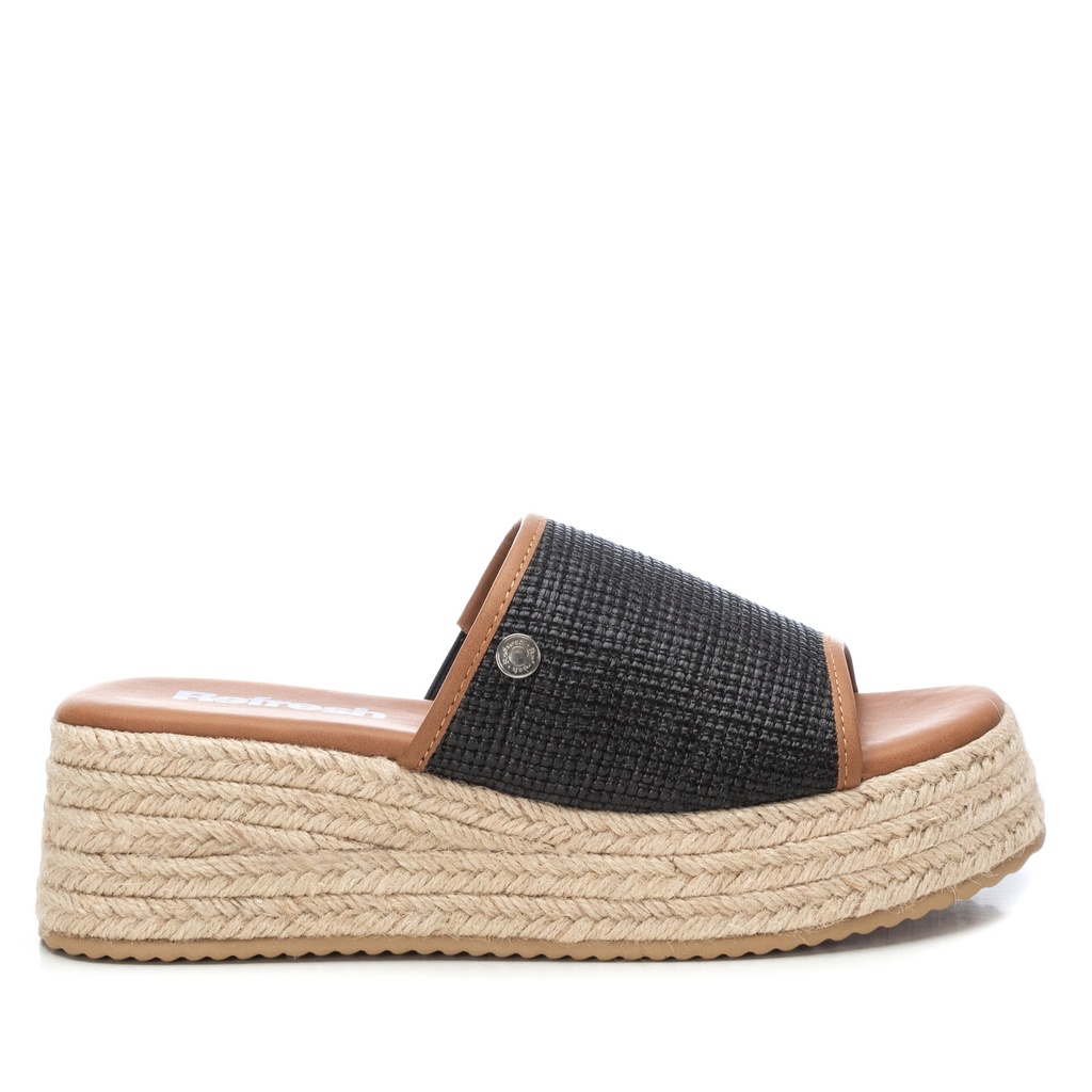 171758 / REFRESH / SANDALIA SRA TEXTIL NEGRO / CAJA DE 8 PARES