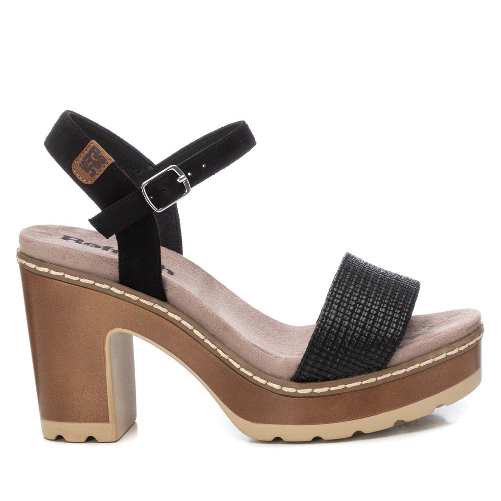 REFRESH / SANDALIA SRA TEXTIL NEGRO / CAJA DE 8 PARES