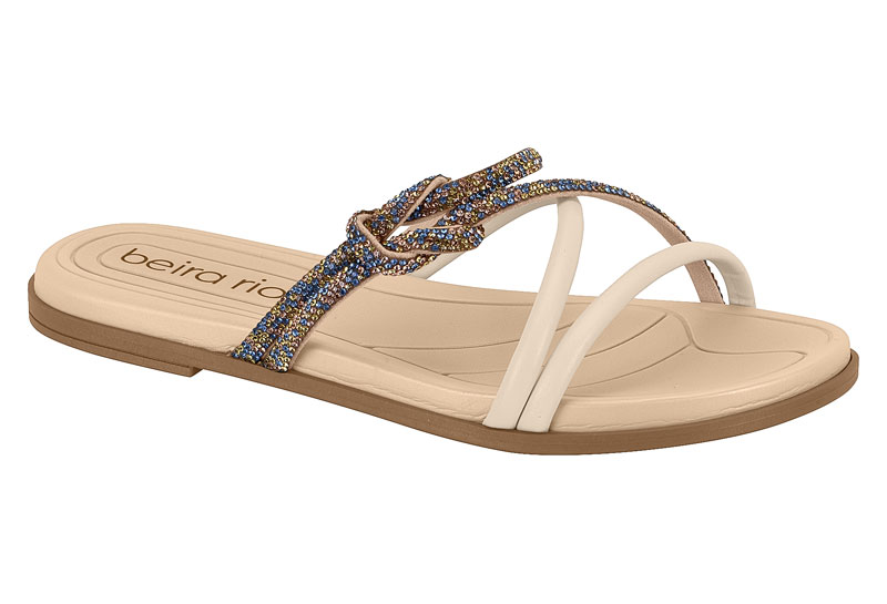 BEIRA RIO / AZUL-VERDE - ORO ROSA/CREMA 985 / CAJA DE 8 PARES