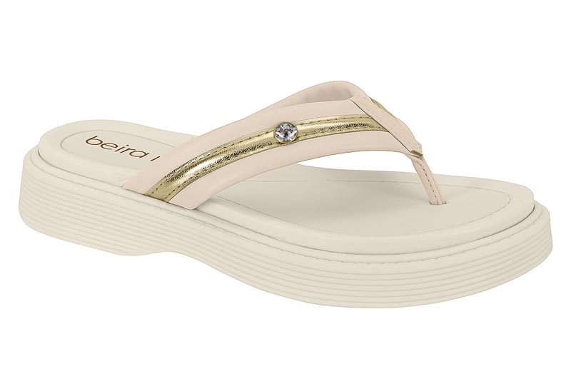 BEIRA RIO / CREMA 985/ DORADO / CAJA DE 8 PARES