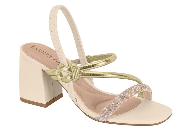 BEIRA RIO / CREME 985/DOURADO/CRISTAL-TRANSPARENTE FURTACOR / CAJA DE 8 PARES