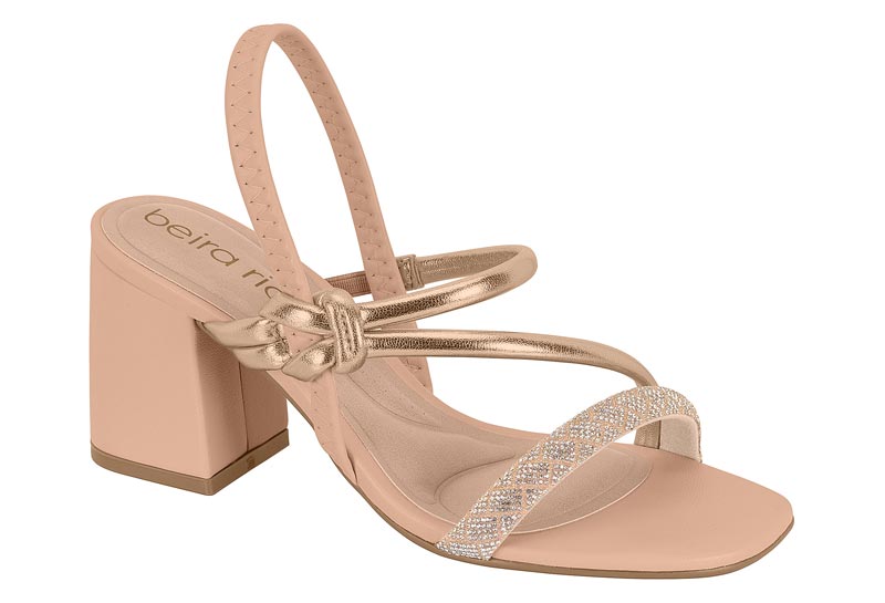 BEIRA RIO / NUDE 658/OURO ROSADO/CRISTAL-TRANSPARENTE FRUTACOR / CAJA DE 8 PARES