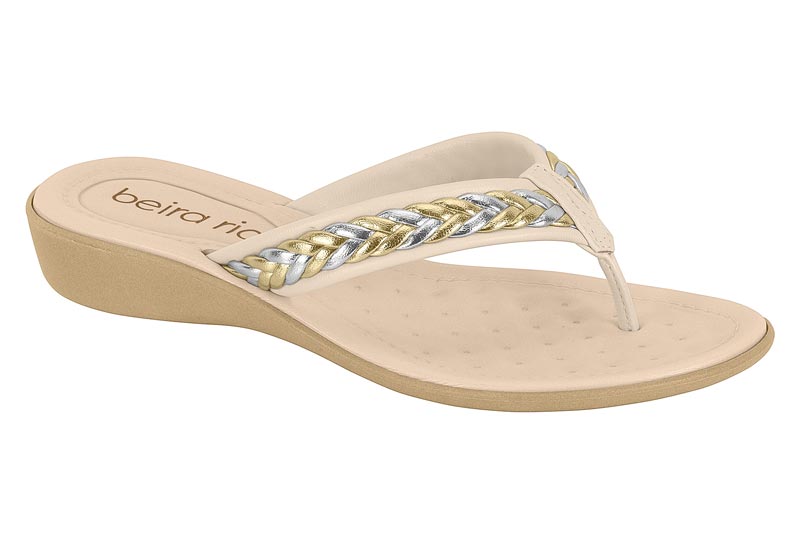 BEIRA RIO / CREMA 985/DORADO/PLATA / CAJA DE 12 PARES