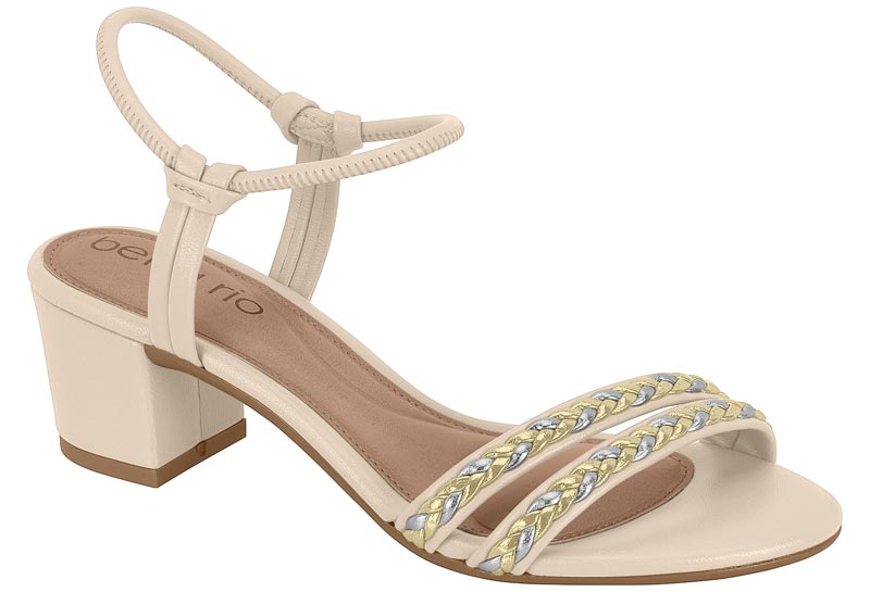 BEIRA RIO / CREMA 985/DORADO/PLATA / CAJA DE 12 PARES