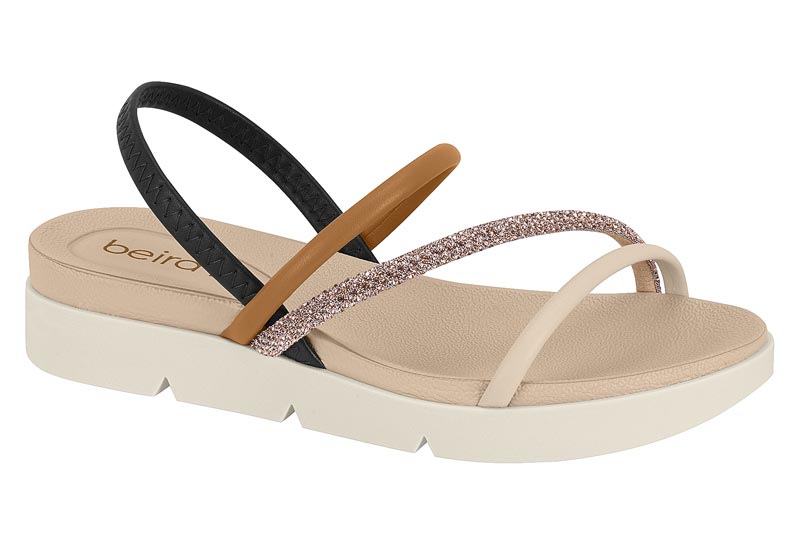 BEIRA RIO / CACAO 1277/CAMEL 1165/ORO ROSADO-SILVER/CREMA 985 / CAJA DE 12 PARES