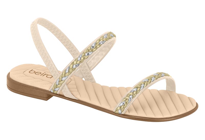 BEIRA RIO / CREMA 985/DORADO/PLATA / CAJA DE 12 PARES